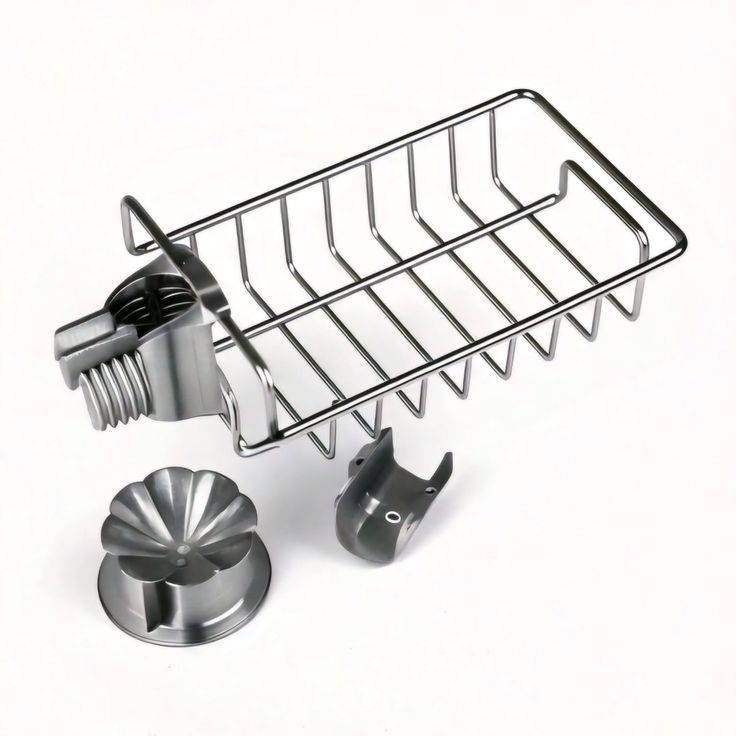 Adjustable Stainless Steel Sink Faucet Caddy Organizer | Hanging Sponge & Soap Holder Basket with Hooks